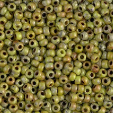 10 grams Size 8 Miyuki Seed Beads Opaque Chartreuse Matte Picasso 4515