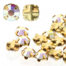 10 pack 3mm Gold Plated Crystal AB Rose Montees