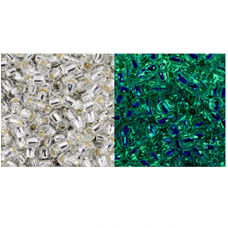 10g TOHO size 11 Silver Lined Crystal/Green TR-11-PF2700S