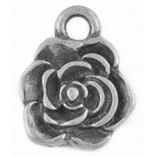 12mm Antique Silver Rose Charm Number 1 Lead and Nickel Free