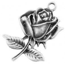 23mm Antique Silver Rose Charm Number 2 Lead and Nickel Free