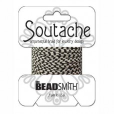 3 yards rayon Soutache Silver Grey/Black Stripe ST1230