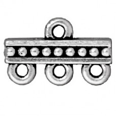 TierraCast Stitch In 3 to 1 Beaded Link A Silver Plate 2 pack