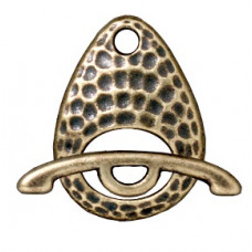 TierraCast Toggle Clasp Hammered Oval Antique Brass Plate