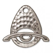 TierraCast Toggle Clasp Hammered Oval Bright Rhodium Plate