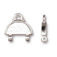 TierraCast Stitch In Link Hammertone Bright Rhodium Plate 2 pack