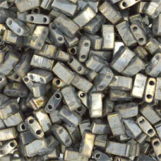 5 grams 5mm 2 hole Half Tila Beads Galv Grey Lustre TLH1865