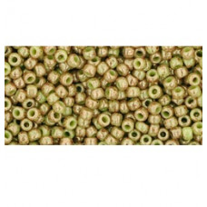 10g TOHO size 11 Marbled Opaque Avocado/Pink  TR-11-1209