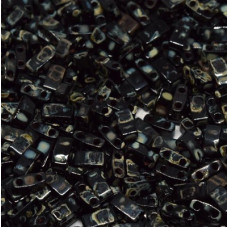 5 grams 5mm 2 hole Half Tila Beads Black Matte Picasso TLH4511