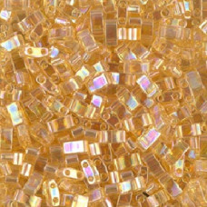 5 grams 5mm 2 hole Half Tila Beads Transparent Light Topaz AB TLH251