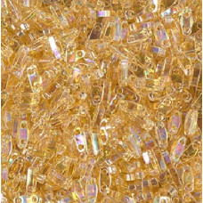 5 grams 2 hole Quarter Tila Beads Transparent Light Topaz AB QTL251