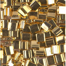 2.5 grams 5mm 2 hole Tila Beads 24Kt Gold Plated 191 2.5 grams 5mm 2 hole Tila Beads 24Kt Gold Plated 191