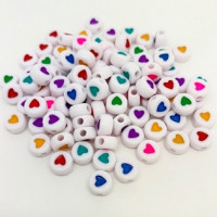 Approx 100 6mm multicoloured Acrylic Heart Beads