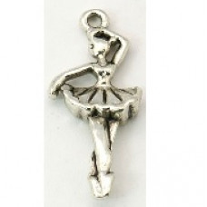 31mm Antique Silver Ballerina Charm Lead and Nickel Free