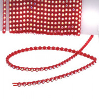 1 metre SS8 Plastic Rhinestone Banding Red with Crystal Ab Rhinestones