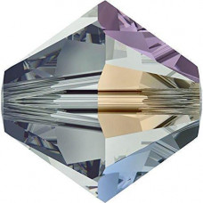 50 pack 4mm 5328 Swarovski Bicone Black Diamond AB