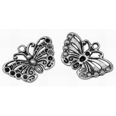 18mm Antique Silver Butterfly 2 Lead and Nickel Free