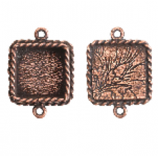 17x13mm Copper Plated Patera Ornate Double Square Bezel 2 pack