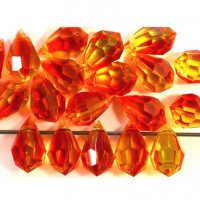 5 pack 6x10mm Czech Faceted Glass Drops Fire Opal 09002