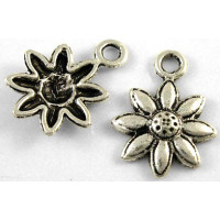 15mm Antique Silver Daisy Charm Number 1 Lead and Nickel Free 15mm Antique Silver Daisy Charm Number 1 Lead and Nickel Free
