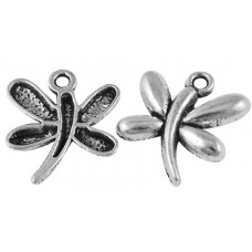 22mm Antique Silver Dragonfly 3 Lead and Nickel Free