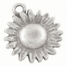 13mm Antique Silver Flower Charm Number 1 Lead and Nickel Free