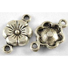 28mm Antique Silver Small Flower Link Lead and Nickel Free