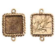 17x13mm 24K Gold Plated Patera Ornate Double Square Bezel 2 pack
