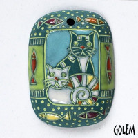 Golem Large Cat Family Pendant
