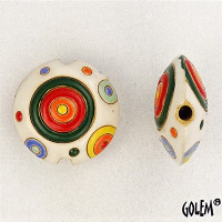 Golem Red and Green Circles Lentil Beads Golem Red and Green Circles Lentil Beads