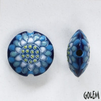 Golem Dark Blue Flower Lentil Beads Golem Dark Blue Flower Lentil Beads