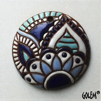Golem Blue Paisley Mandala pendant