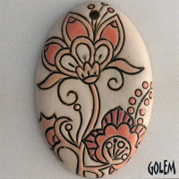 Golem Pink and White Cotton Flower pendant