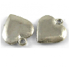 12mm Silver Colour Medium Flat Heart Charm Lead and Nickel Free
