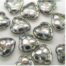 16mm Czech Glass Hearts Crystal Vitrail Spot 00030 2810A 6 pk