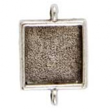 15mm .999 A Silver Plated Nunn Design Double Loop Square Bezel