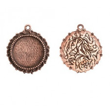 20mm Copper Plated Patera Single Loop Ornate Pendant 2 pack