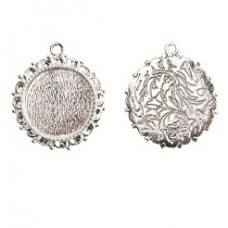 20mm .999 SSilver Plated Patera Ornate Single Round Bezel 2 pack