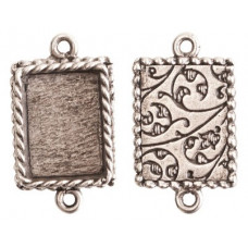 14x18mm .999 ASilver Plated Ornate Double Rectangle Bezel 2 pack
