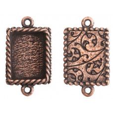 14x18mm Copper Plated Ornate Double Rectangle Bezel 2 pack