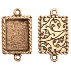 14x18mm 24K Gold Plated Ornate Double Rectangle Bezel 2 pack