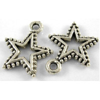 17.5mm Antique Silver Patterned Star Lead and Nickel Free