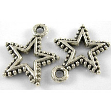 17.5mm Antique Silver Patterned Star Lead and Nickel Free