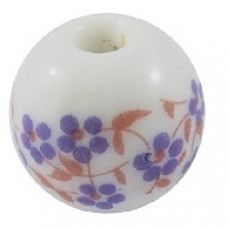 Handmade Porcelain Beads - 12mm Pink Floral