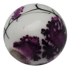 Handmade Porcelain Beads - 11 mm random purple/black pattern