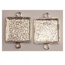 13mm .999 S Silver Plated Patera Double Loop Square Bezel 2 pack