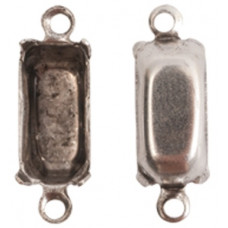 Prong setting for rectangular Preciosa Chaton in antique silver