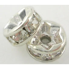 6 mm Rhinestone Spacers Silver/Clear 25 pack