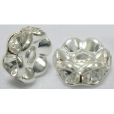 6 mm Shaped Rhinestone Spacers Silver/Clear 25 pack