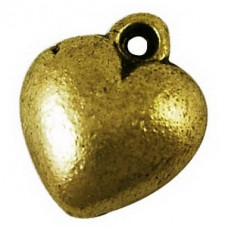 10mm A Bronze Small Padded Heart Charm Lead and Nickel Free
